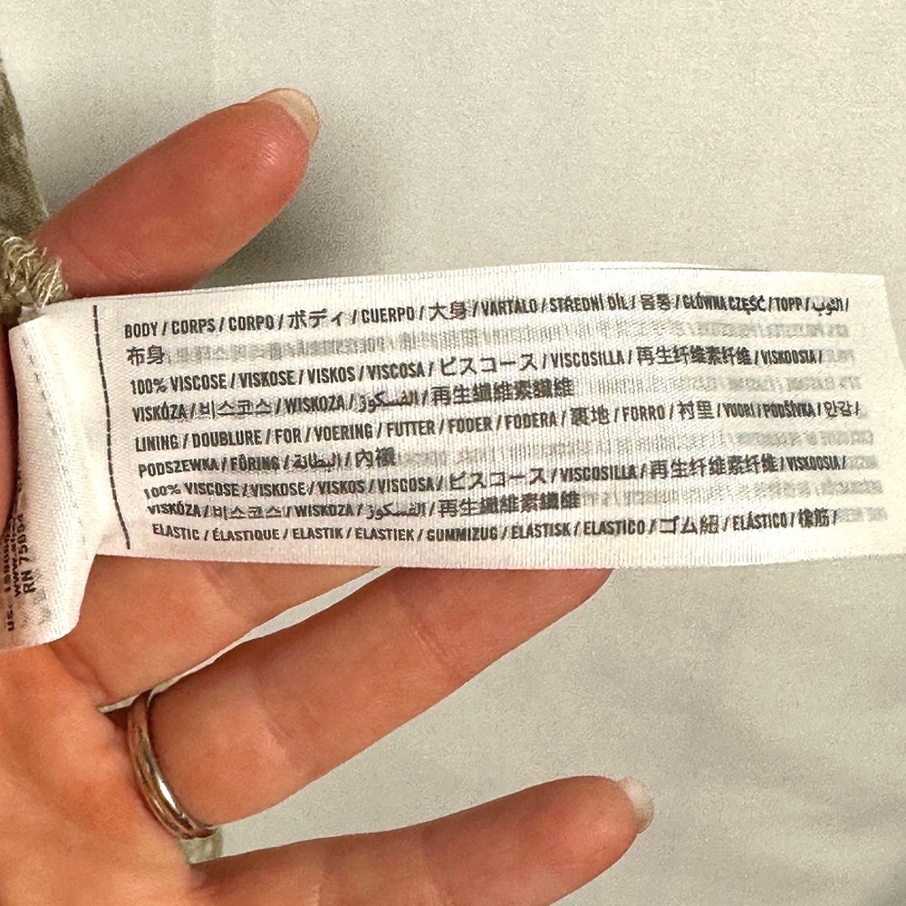 Abercrombie & Fitch Floral Viscose Maxi Dress Olive Green Smocked Strappy XS - Picture 8 of 9